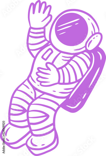 Planetary Space Galaxy planets Cartoon astronaut Hand Drawn colorful doodle flat art