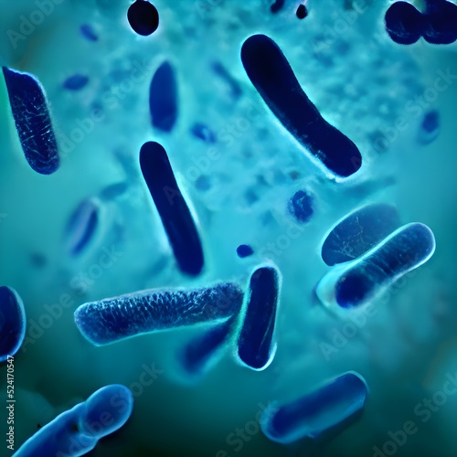 3D Bacteria outbreak and bacterial infection as a microscopic background as dangerous disease strain case as a medical health risk concept with disease cells © Pooja