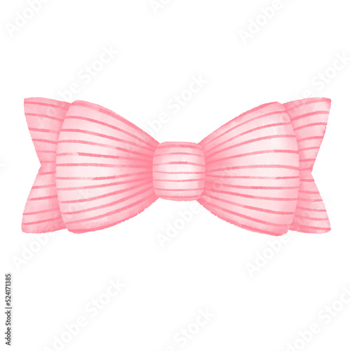 Digital paint watercolor ribbon bow. 