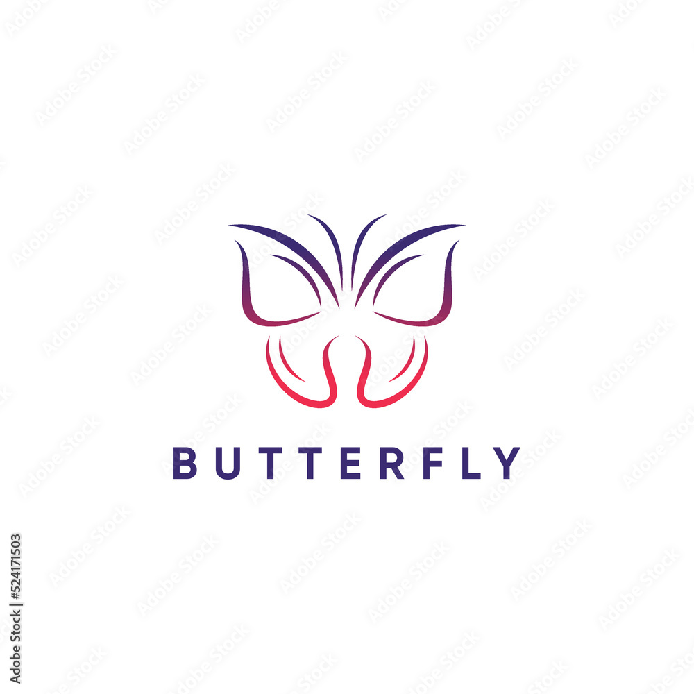 Butterfly color gradient logo design