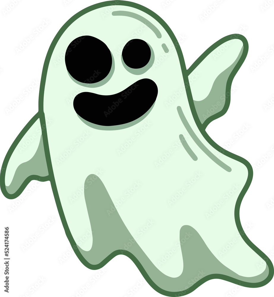 Obraz premium Cute Ghost Horror Cartoon flat design hand drawn Spooky emoji funny spirit doodle
