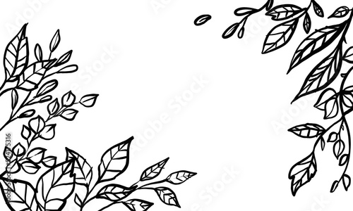 floral hand drawn frame for copy space and background