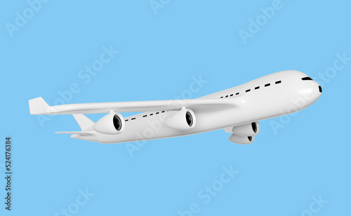 airplane 3d isolated. jet commercial airplane, plane travel concept, 3d render illustration, include clipping path