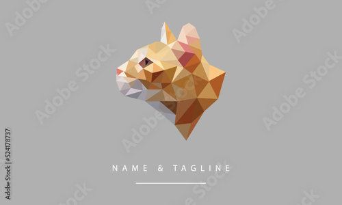 low poly/ polygon logo design of a cat
