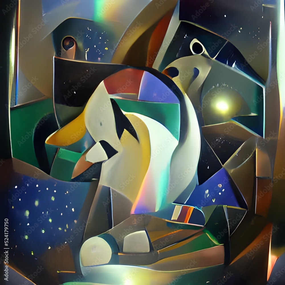 Astronuat in the Space Wallpaper in Abstract Style, Galaxy Cubism ...