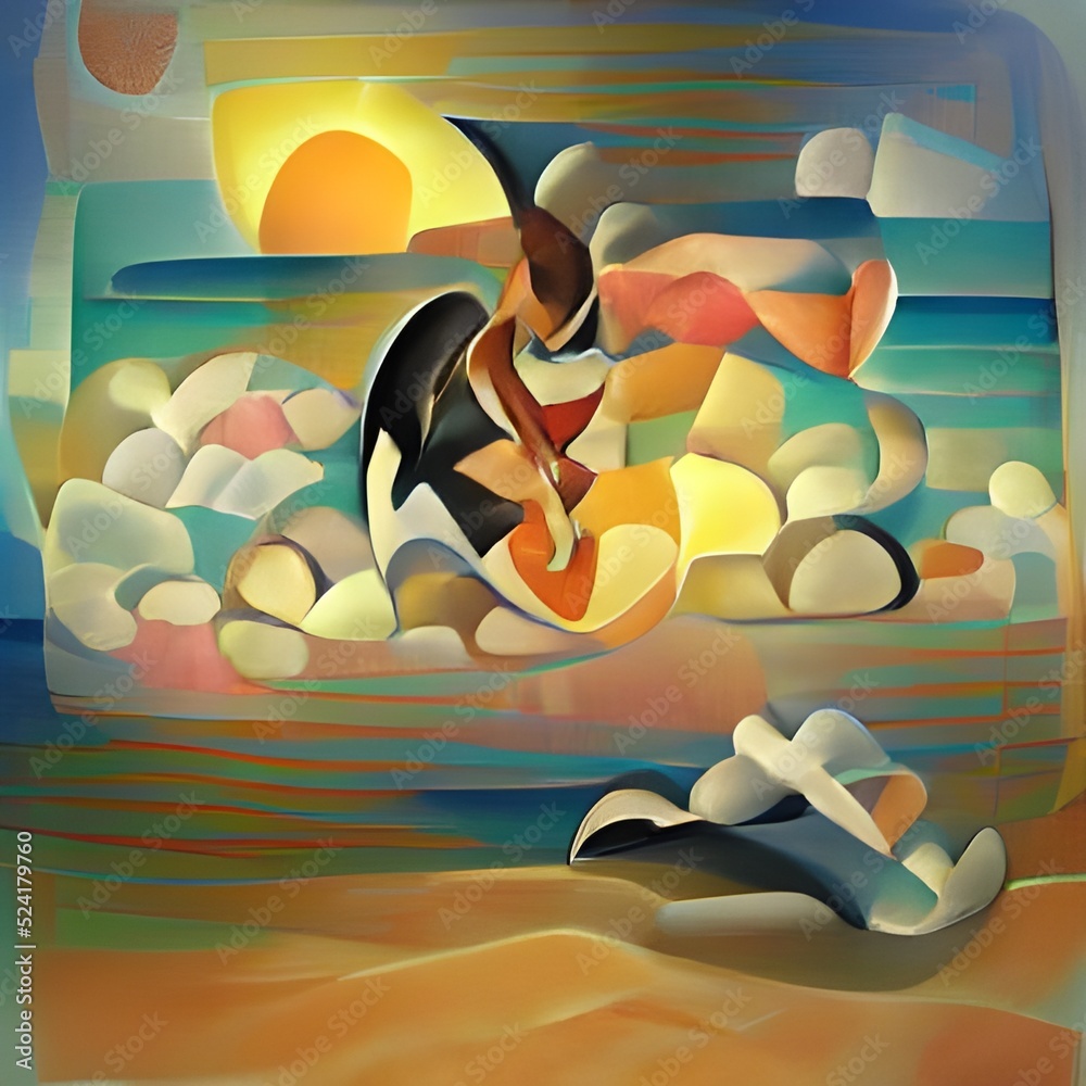 Whales and Dolphins Swimming in the Ocean Wallpaper, Mosaic Art, Sea ...