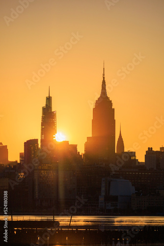 city skyline at sunset