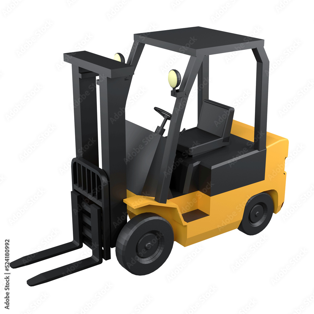 3D Forklift isolated on transparent background , 3D rendering logistic concept