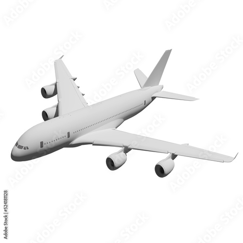 Airplane isolated on transparent background , 3D rendering aircraft