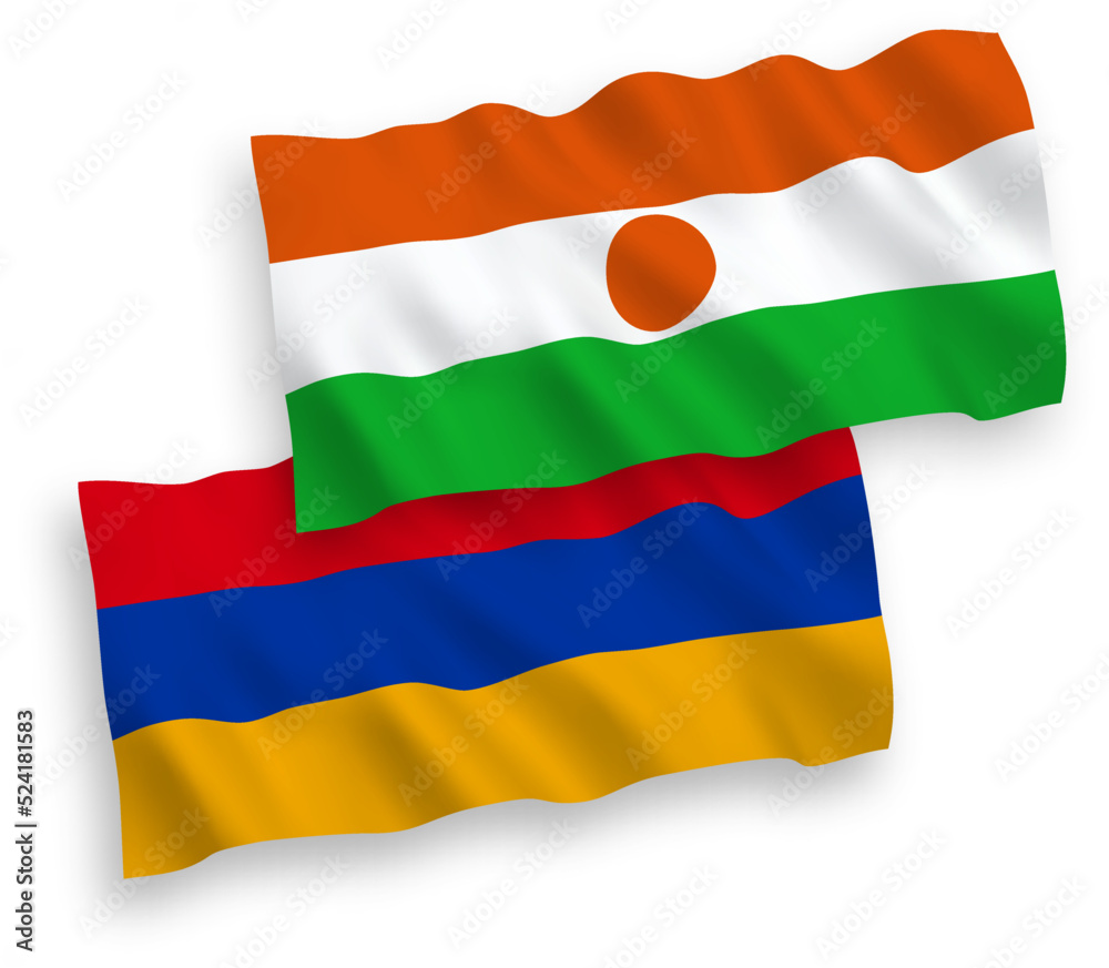 Flags of Republic of the Niger and Armenia on a white background Flags of Republic of the Niger and Armenia on a white background