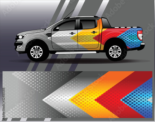 Car wrap design vector. Graphic abstract stripe racing background kit designs for wrap vehicle  race car  rally  adventure and livery 