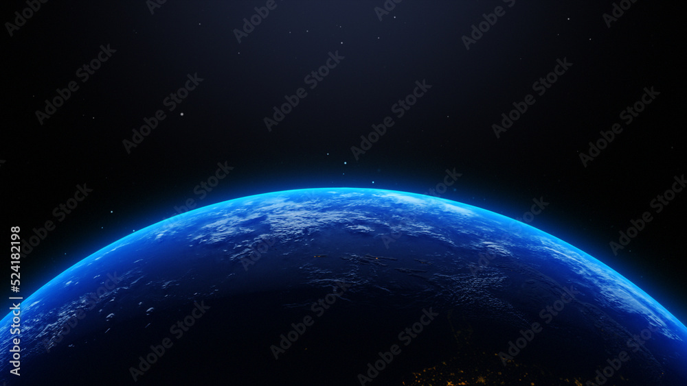 Earth Rotate From Space, 3d Rendering of Globe, Sunrise From Space, Abstract Background Earth Rotate From Space, 3d Rendering of Globe, Sunrise From Space, Abstract Background