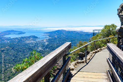 Spectacular aerial view of San Francisco Bay area from the Verna Dunshee Trail at Mount Tamalpais photo