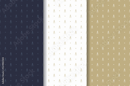 Minimalist seamless pattern for Christmas with abstract trees. Modern and stylish repeat pattern for winter holidays.