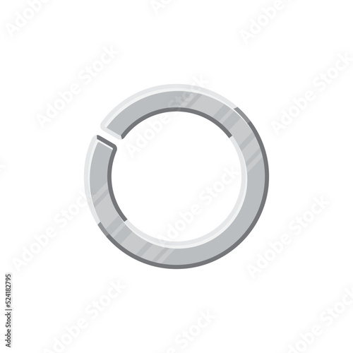 Split washer or spring lock washer metal ring gasket isolated icon. Vector mechanical seal filling space to prevent leakage of objects under compression. Metallic industrial joint or flange