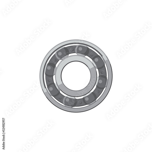 Rotating bearing mechanism, bearings with rolling elements spherical balls isolated realistic icon. Vector engineering and machinery gear, rolling steel industrial wheel. Grease roller, machine detail