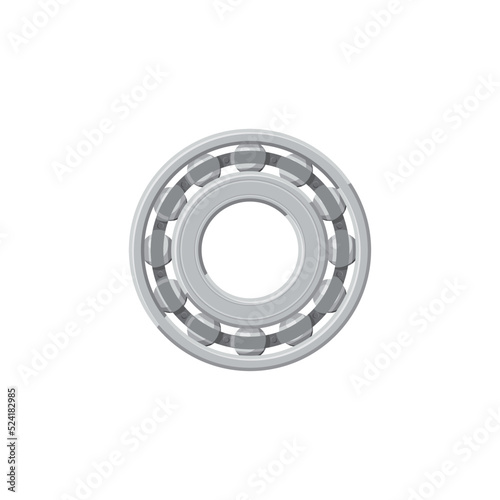 Vehicle machinery gear isolated bearings with rotating balls realistic icon. Vector engineering and machinery gear, grease roller, rolling steel wheel. Motion bearing vehicle, motorcycle spare part