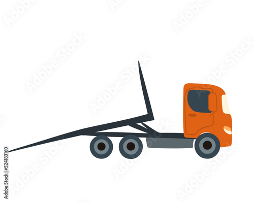 Car tow truck accident roadside assistance. Recovery service for a loaded old damaged car that has stopped working. Vector illustration.