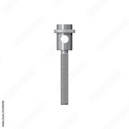 Vehicle detail isolated shock absorber damper realistic icon. Vector shock absorber hydraulic damper pneumatic cylinder. Steering damper stabilizer, automatic mechanism with bolt and hole on top