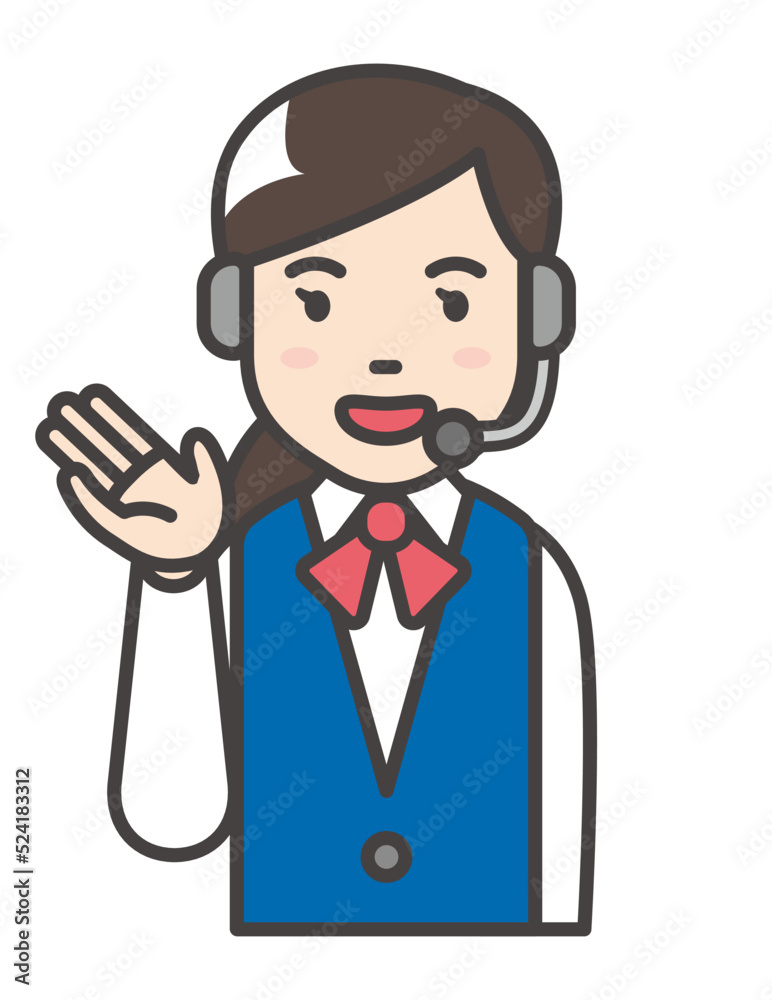 Illustration of a woman wearing a headset guiding the way