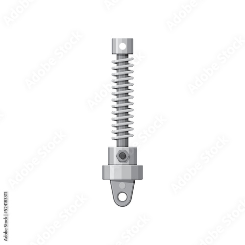 Metal spring detail isolated car detail realistic icon. Vector damper vehicle detail, automobile suspension system spare part. Vector shock absorber, motorcycle or truck metal mechanism, stabilizer
