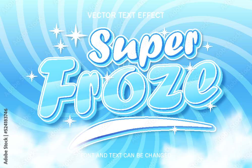 super froze typography 3d editable text effect style lettering template blue ice style background
