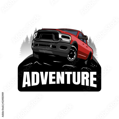 pick up truck illustration logo design vector