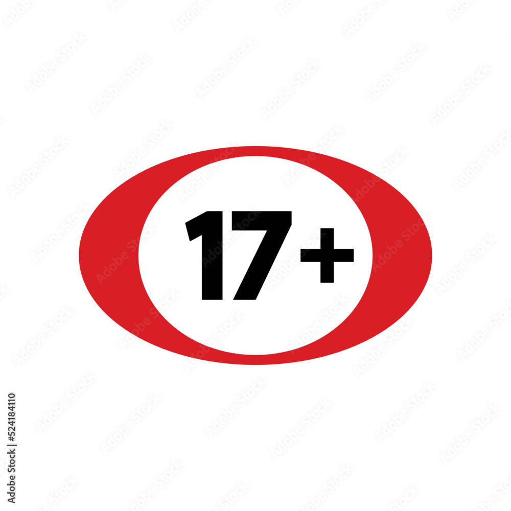 seventeen plus icon in flat style. 18+ vector seventeen plus icon in flat style. 18+ vector