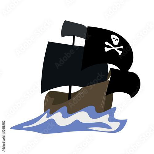 Pirate ship on white background