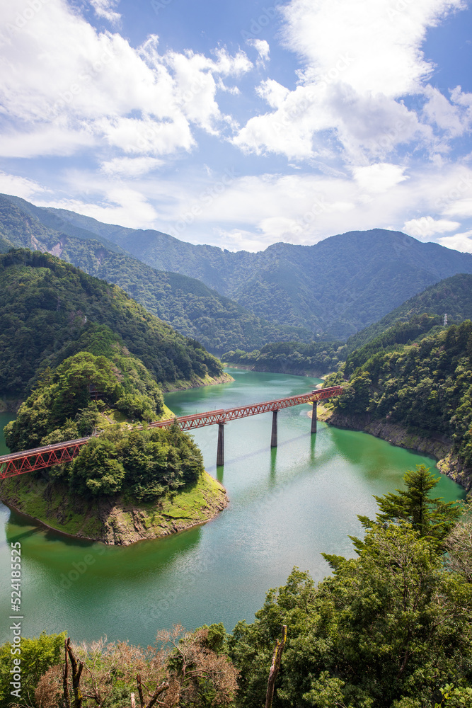 新緑の奥大井湖上駅