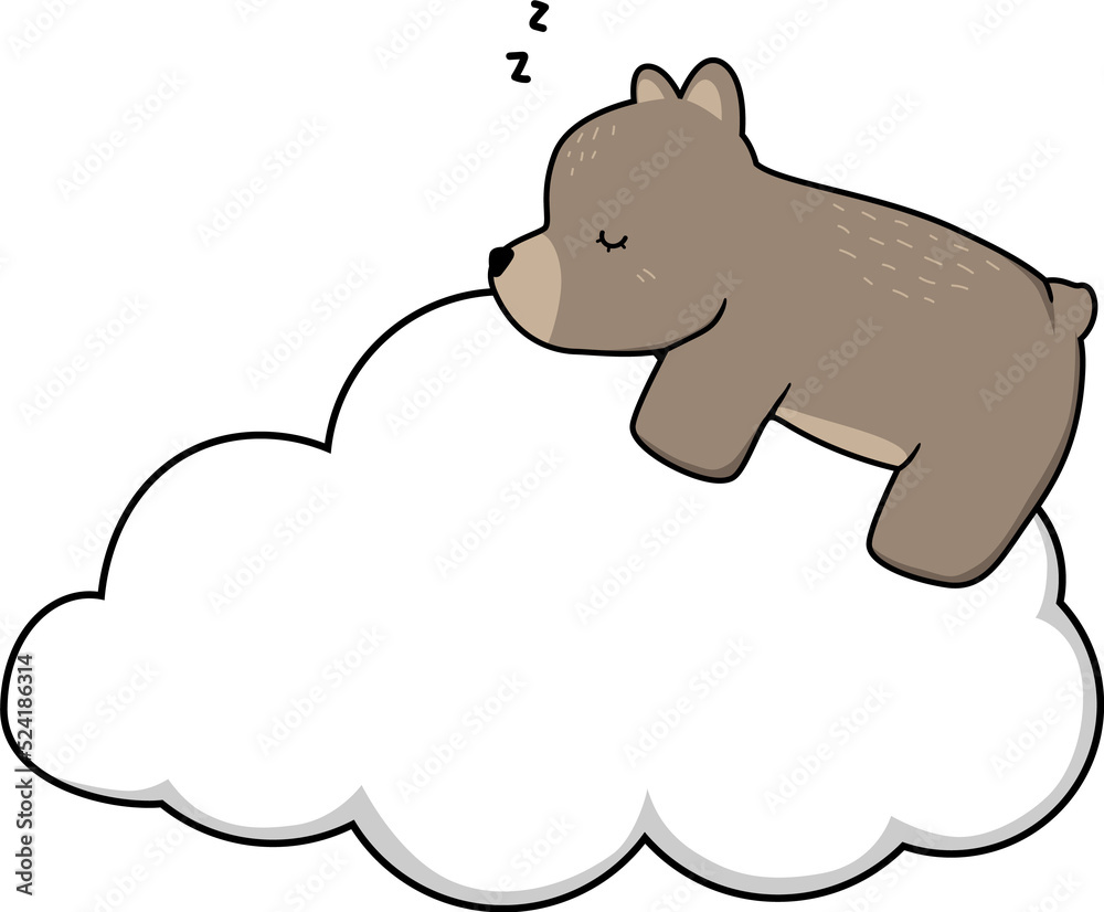 Fototapeta premium cute bear sleeping on the cloud cartoon element