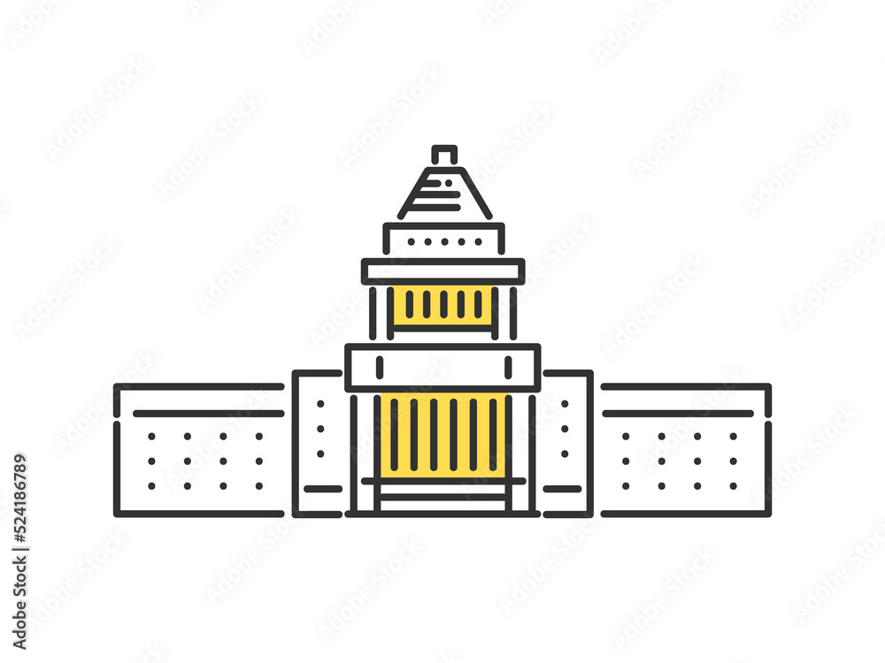 日本の国会議事堂のイメージイラスト素材