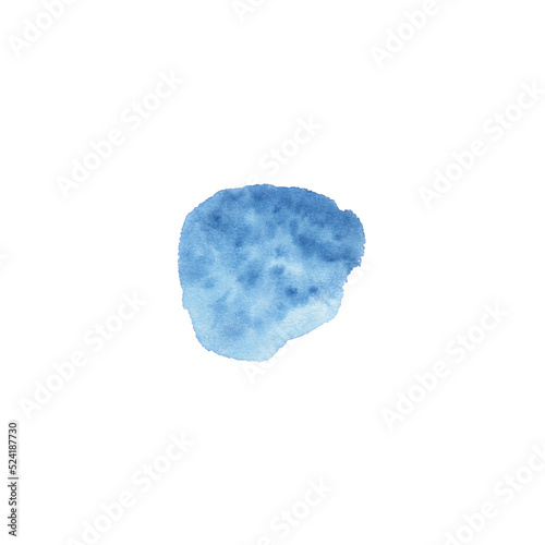 Abstract creative minimalistic bright blue watercolor stain isolated. Watercolor hand drawn texture for backgrounds