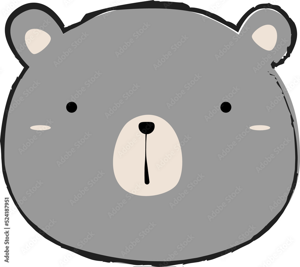 cute bear head cartoon element
