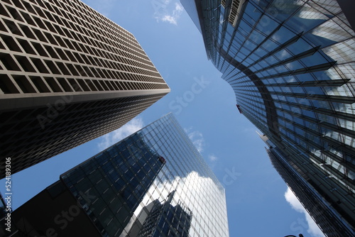 Upward view of modern skyscrapers in Central  Hong Kong