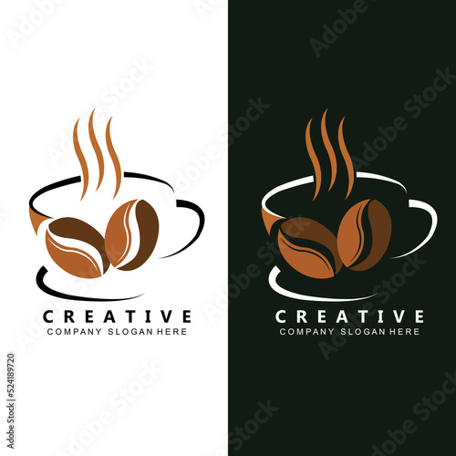 Beans And Coffee Cup Logo Template vector icon design