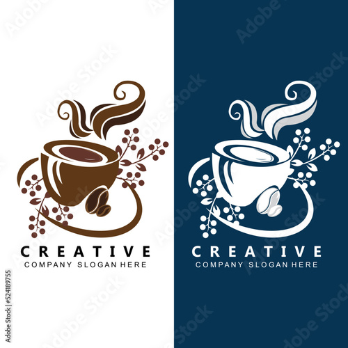 Beans And Coffee Cup Logo Template vector icon design