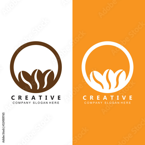 Beans And Coffee Cup Logo Template vector icon design