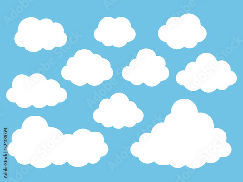 Tableau sur toile シンプルなもこもこ雲のアイコンイラストセット