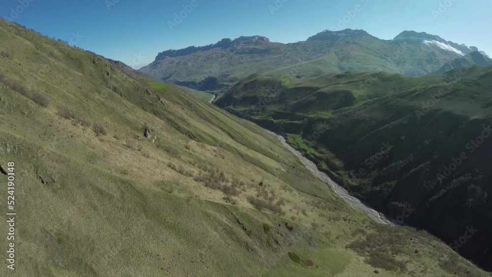 Caucasus, Ossetia. Songguti Gorge. Lower part of the valley. Caucasus, Ossetia. Songguti Gorge. Lower part of the valley.