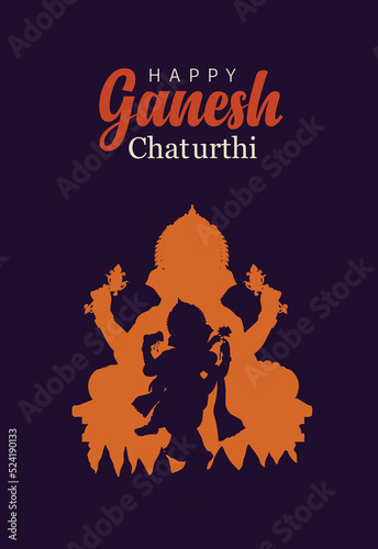 Happy Ganesh Chaturthi With dark Background Silhouette Vector Illustration design