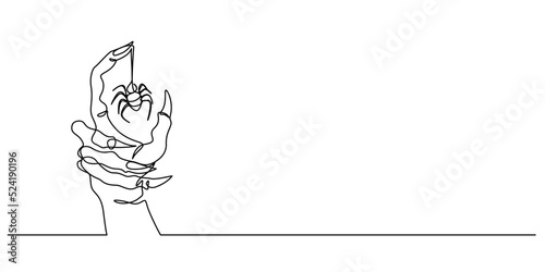 one line drawing of ghost hand and spider vector illustration