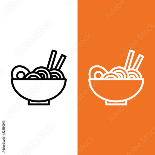 Noodle Vector Icon in Outline Style. Noodles are a type of food made from unleavened dough which is rolled flat and cut, stretched or extruded, into long strips or strings. Vector illustration icon.