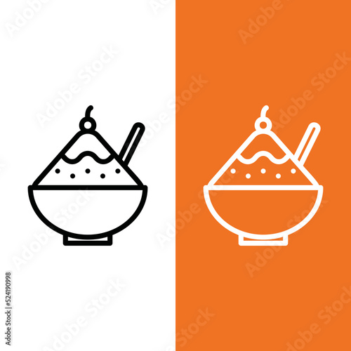 Shaved Ice Vector Icon in Outline Style. Shaved ice is made from finely shaved ice or finely shaved ice and sweet spices or syrup. Vector illustration icon can be used for an app, website, or logo