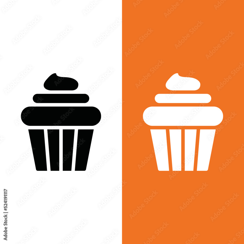 CupCake Vector Icon in Glyph Style. A cupcake is a small cake designed to serve one person, which may be baked in a small thin paper or aluminum cup. Vector illustration for app, Website, or Game CupCake Vector Icon in Glyph Style. A cupcake is a small cake designed to serve one person, which may be baked in a small thin paper or aluminum cup. Vector illustration for app, Website, or Game