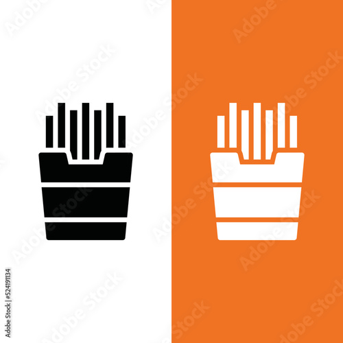 French Fries Vector Icon in Glyph Style. French Fries is a dish made of potato wedges deep-fried in hot cooking oil. Vector illustration icon can be used for an app, website, or part of a logo.