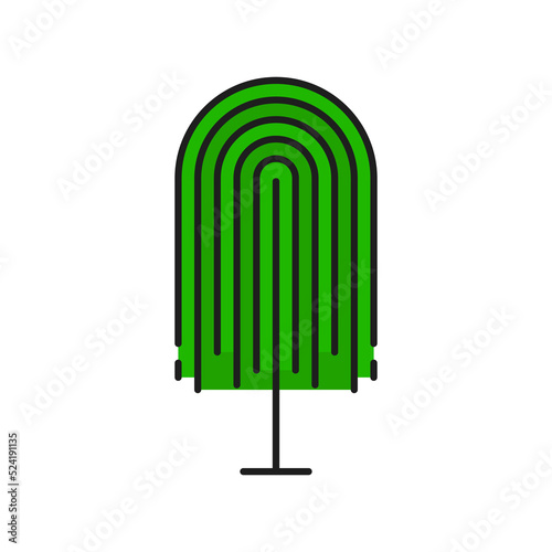 Tree icon, green forest or park garden plant, vector isolated symbol. Oak, willow or birch tree with leaves and branches in thin line or flat outline, exotic tropical and forest plant icon