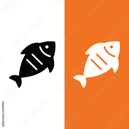 Grilled Fish Vector Icon in Glyph Style. Vector illustration icon can be used for an app, weabsite, or part of a logo.
