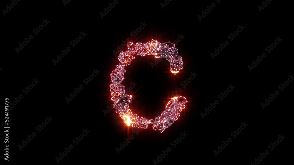 bright red lighting fashion diamonds font - letter C, isolated - object 3D rendering bright red lighting fashion diamonds font - letter C, isolated - object 3D rendering