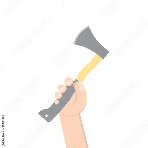 Hand Holding Ax Right Handed Construction Tools